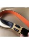 Hermes H Belt Buckle & Orange Clemence 32 MM Strap
