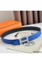 Hermes H Guillochee Reversible Belt 32MM in Black and Blue Epsom Calfskin