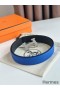 Hermes H Guillochee Reversible Belt 32MM in Black and Blue Epsom Calfskin
