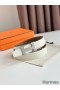 Hermes H Guillochee Reversible Belt 32MM in Gold and White Epsom Calfskin