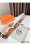 Hermes H Guillochee Reversible Belt 32MM in Gold and White Epsom Calfskin