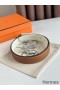 Hermes H Guillochee Reversible Belt 32MM in Gold and White Epsom Calfskin