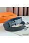 Hermes H Reversible 32MM Belt with Matte Buckle in Blue Clemence Leather