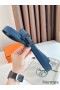 Hermes H Reversible 32MM Belt with Matte Buckle in Blue Clemence Leather
