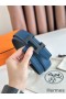 Hermes H Reversible 32MM Belt with Matte Buckle in Blue Clemence Leather