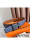 Hermes H Reversible 38MM Belt with matte Buckle in Blue and Gold Epsom Leather