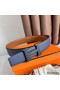 Hermes H Reversible 38MM Belt with matte Buckle in Blue and Gold Epsom Leather