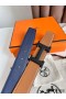 Hermes H Reversible 38MM Belt with matte Buckle in Blue and Gold Epsom Leather