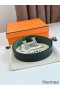 Hermes H Reversible Belt 32MM in Black and Green Epsom Leather