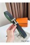 Hermes H Reversible Belt 32MM in Black and Green Epsom Leather