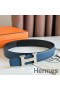 Hermes H Reversible Belt 32MM in Blue Clemence Leather