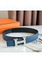 Hermes H Reversible Belt 32MM in Blue Clemence Leather