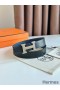 Hermes H Reversible Belt 32MM in Blue Clemence Leather