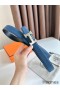 Hermes H Reversible Belt 32MM in Blue Clemence Leather