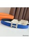Hermes H Reversible Belt 32MM in Blue and Black Epsom Leather