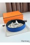 Hermes H Reversible Belt 32MM in Blue and Black Epsom Leather