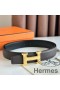 Hermes H Reversible Belt 32MM in Chocolate Clemence Leather