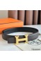 Hermes H Reversible Belt 32MM in Chocolate Clemence Leather
