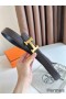 Hermes H Reversible Belt 32MM in Chocolate Clemence Leather