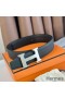 Hermes H Reversible Belt 38MM in Black Epsom Leather