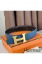 Hermes H Reversible Belt 38MM in Blue Clemence Leather