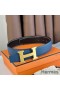 Hermes H Reversible Belt 38MM in Blue Clemence Leather