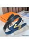 Hermes H Reversible Belt 38MM in Blue Clemence Leather