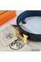 Hermes H Reversible Belt 38MM in Blue Clemence Leather