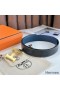 Hermes H Reversible Belt 38MM in Blue Clemence Leather