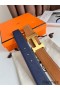 Hermes H Reversible Belt 38MM in Blue and Gold Epsom Leather