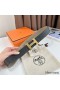 Hermes H Reversible Belt 38MM in Grey and Black Epsom Leather