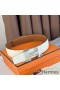Hermes H Reversible Belt 38MM in White and Gold Epsom Leather