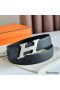 Hermes H Speed Reversible Belt 32MM in Black Clemence Leather