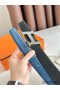 Hermes H Speed Reversible Belt 32MM in Blue Jean Clemence Leather