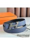 Hermes H Speed Reversible Belt 32MM in Blue Saphir Epsom Calfskin