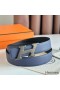 Hermes H Speed Reversible Belt 32MM in Blue Saphir Epsom Calfskin