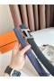 Hermes H Speed Reversible Belt 32MM in Blue Saphir Epsom Calfskin