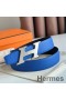 Hermes H Speed Reversible Belt 32MM in Blue and Green Epsom Calfskin