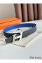 Hermes H Speed Reversible Belt 32MM in Blue and Green Epsom Calfskin