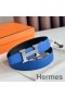 Hermes H Striee Reversible Belt 32MM in Blue and Black Epsom Calfskin