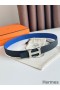 Hermes H Striee Reversible Belt 32MM in Blue and Black Epsom Calfskin