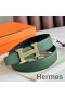 Hermes H Striee Reversible Belt 32MM in Green and Black Epsom Calfskin