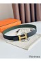 Hermes H Striee Reversible Belt 32MM in Green and Black Epsom Calfskin