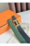 Hermes H Striee Reversible Belt 32MM in Green and Black Epsom Calfskin