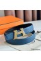 Hermes H Take Off Reversible Belt 32MM in Blue Clemence Leather