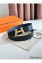 Hermes H Take Off Reversible Belt 32MM in Blue Clemence Leather