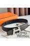 Hermes H Take Off Reversible Belt 32MM in Chocolate Clemence Leather
