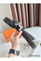 Hermes H Take Off Reversible Belt 32MM in Chocolate Clemence Leather