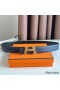 Hermes H Take Off Reversible Belt 32MM in Dark Blue Clemence Leather