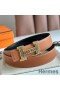 Hermes H Touareg Reversible Belt 32MM in Gold Clemence Leather